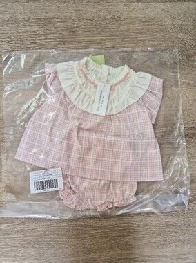 Janie and Jack Pink Gingham Ruffle Collar Dress Set